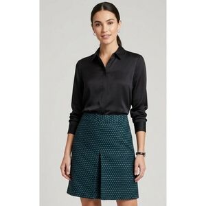 Loft Geometric Print Mini Skirt Black & Teal Size 6P